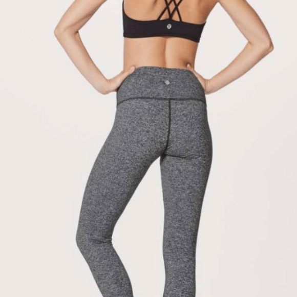 Lululemon Wonder Under High Rise Crop Leggings Heathered Black Size 2 - Picture 1 of 7